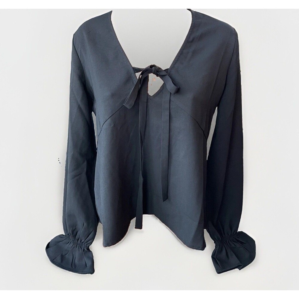 Line and Dot Black Blouse Size XS Long Sleeve Shirt Top NWT